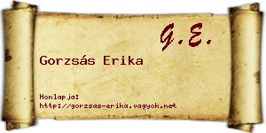 Gorzsás Erika névjegykártya