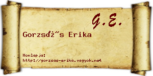 Gorzsás Erika névjegykártya